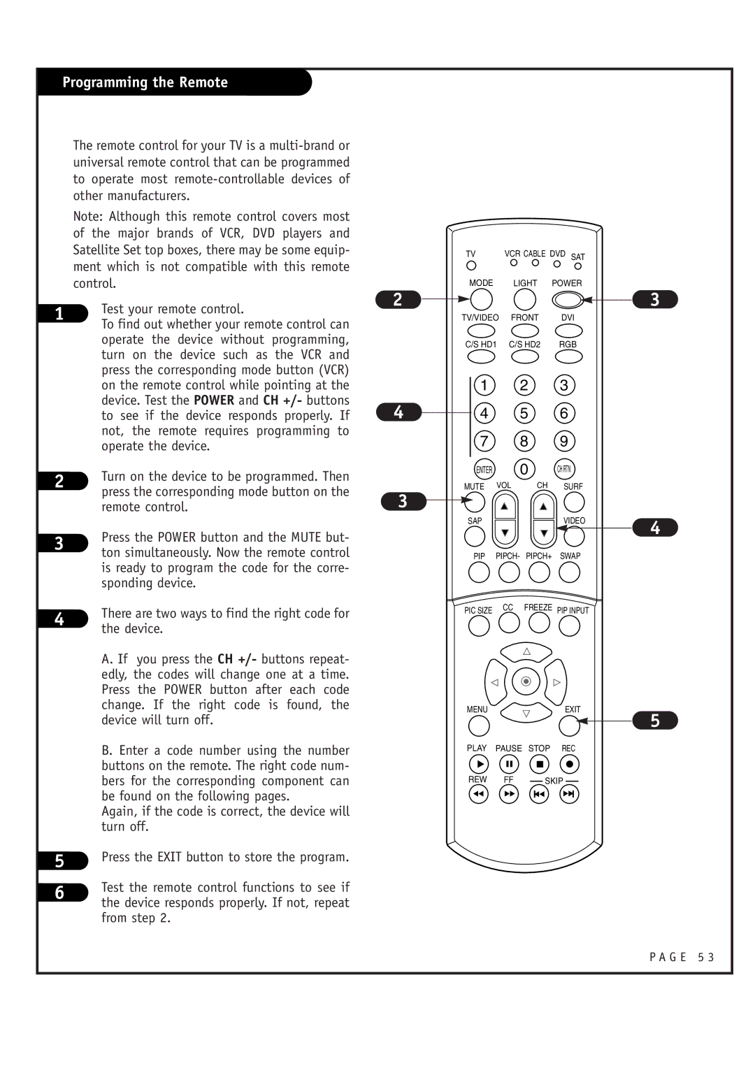 Toshiba 44NHM84 owner manual Programming the Remote 