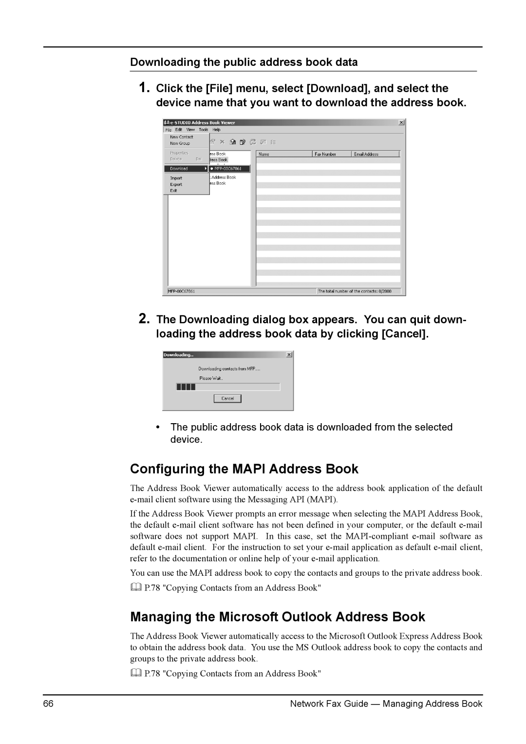 Toshiba 450, 230, 280, 3511, 4511, 350 manual Configuring the Mapi Address Book, Managing the Microsoft Outlook Address Book 