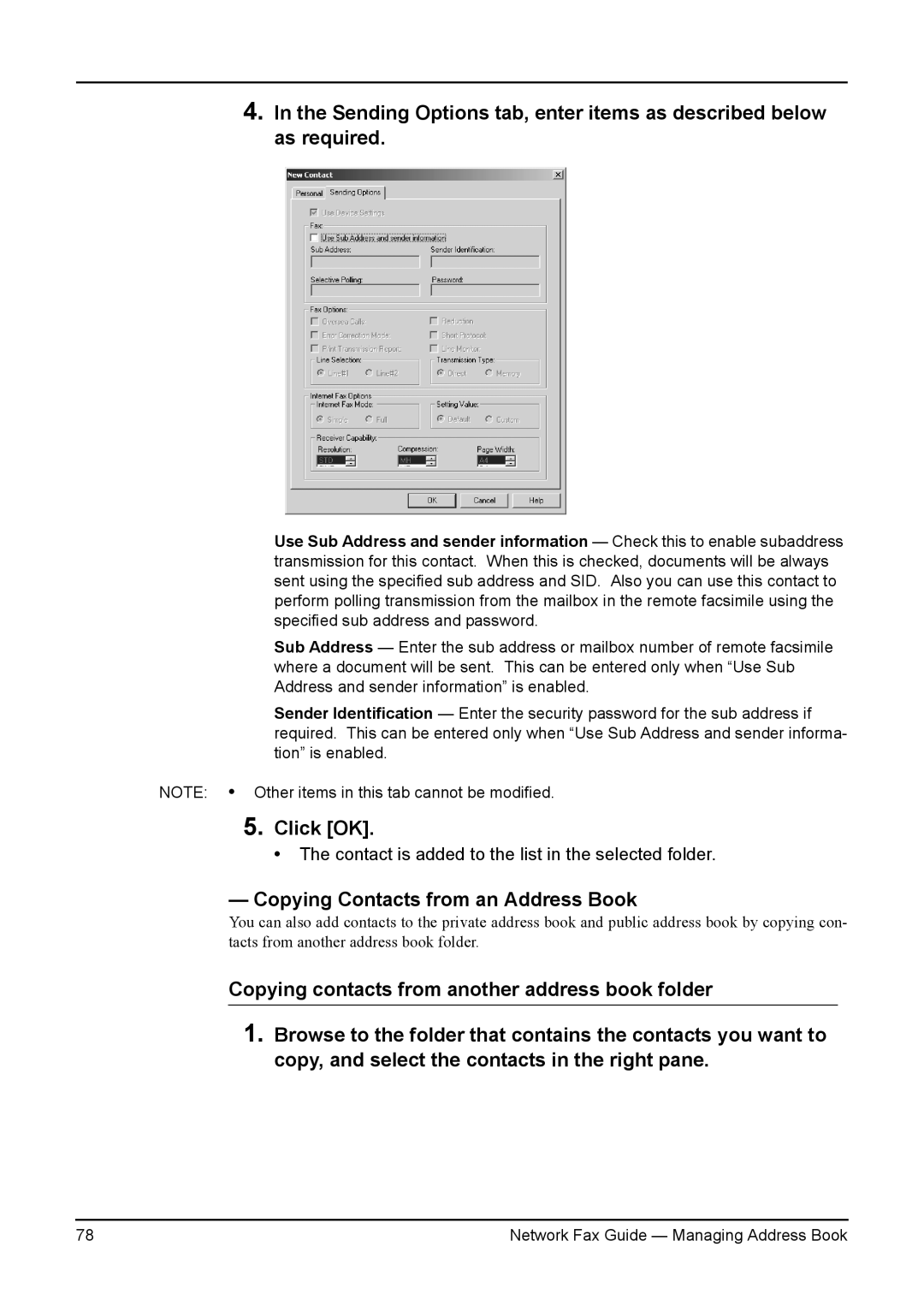 Toshiba 450, 230, 280, 3511, 4511, 350 manual Click OK, Copying Contacts from an Address Book 