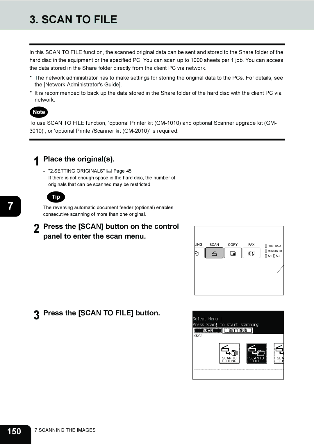 Toshiba 450, 350 manual Scan to File, 150 