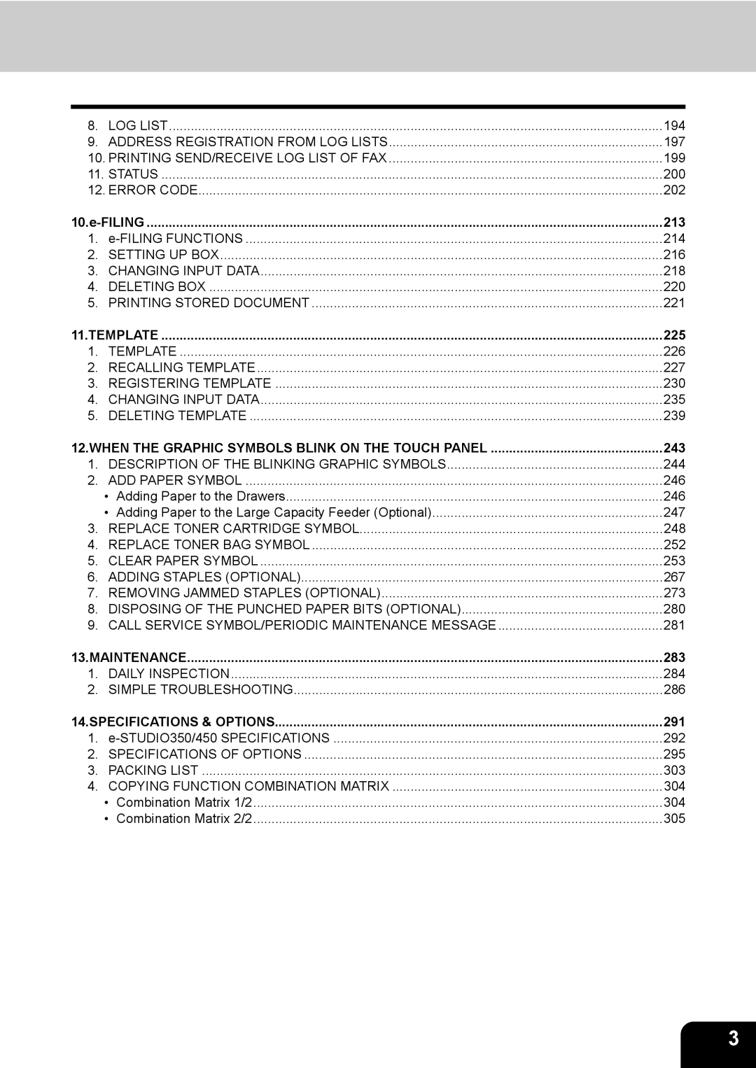 Toshiba 350, 450 manual Filing 