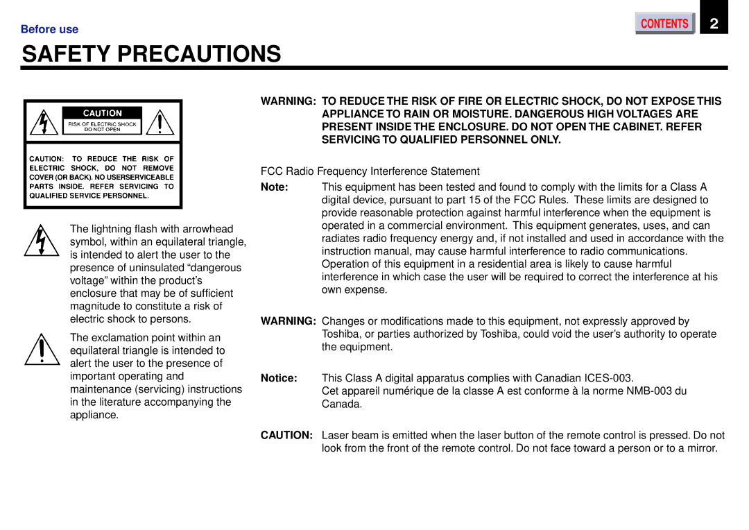 Toshiba TLP450U, TLP-450, TLP451 owner manual Safety Precautions 