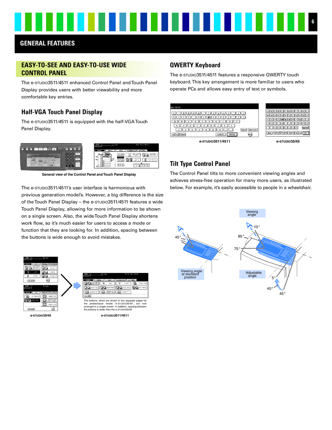 Toshiba 4511 manual EASY-TO-SEE and EASY-TO-USE Wide Control Panel, Qwerty Keyboard, Half-VGA Touch Panel Display 