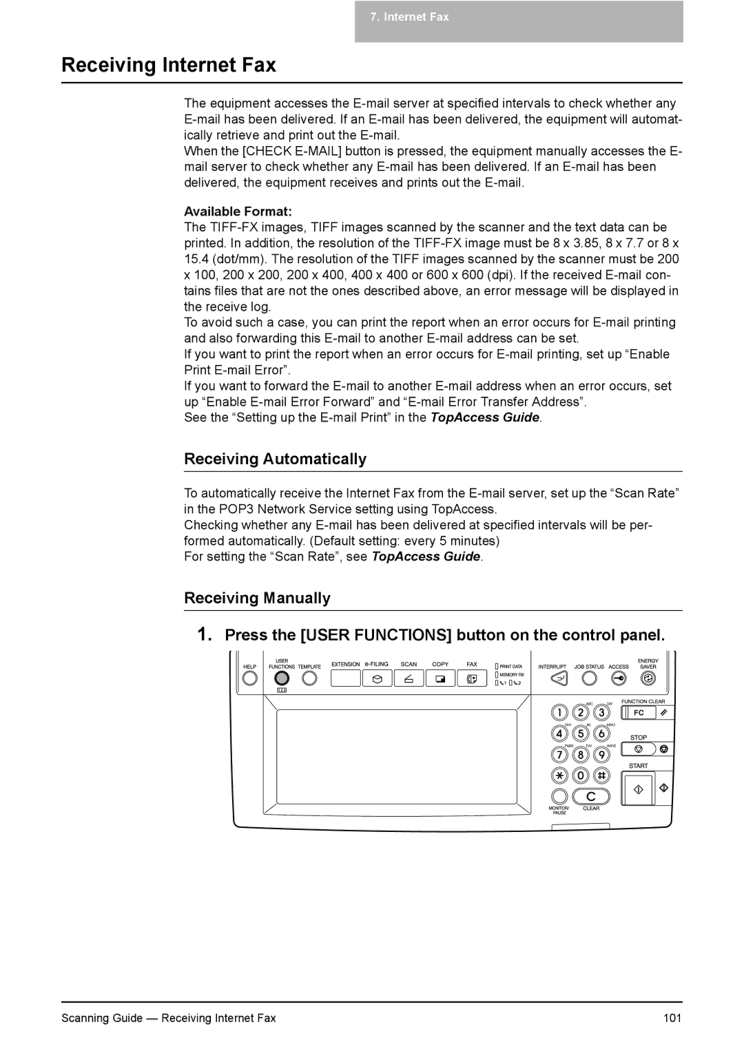 Toshiba 351C, 451C, 281C manual Receiving Internet Fax, Receiving Automatically, Available Format 