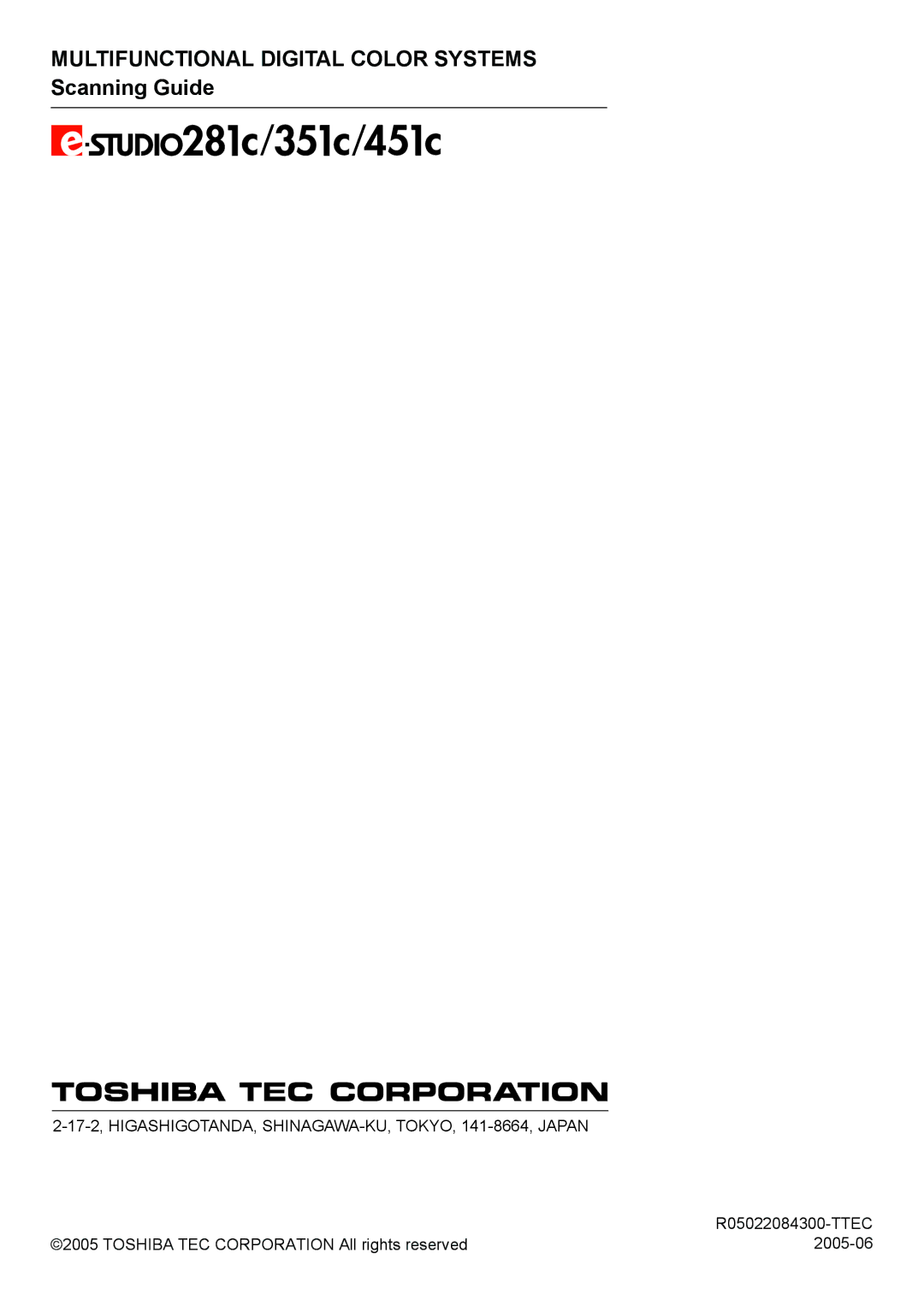 Toshiba 281C, 451C, 351C manual Multifunctional Digital Color Systems 