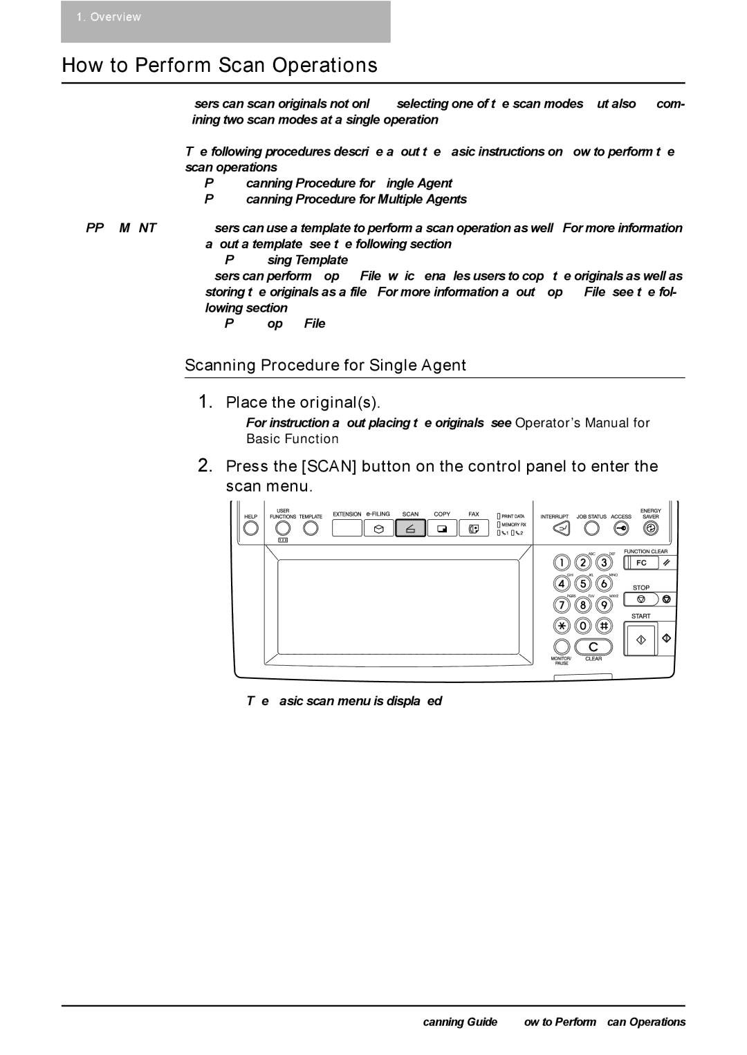 Toshiba 451C, 281C, 351C manual How to Perform Scan Operations, Scanning Procedure for Single Agent Place the originals 