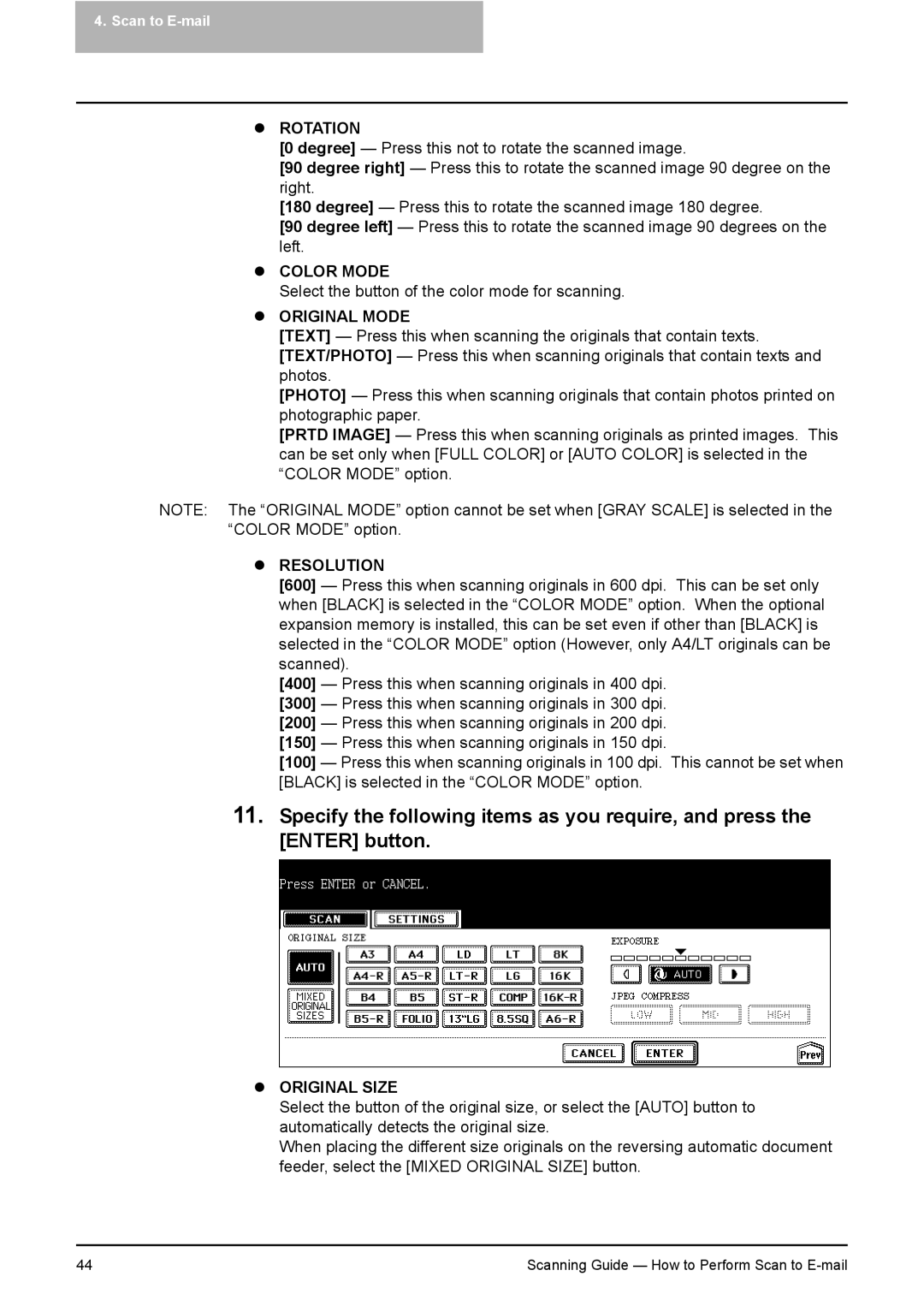 Toshiba 351C, 451C, 281C manual Rotation 