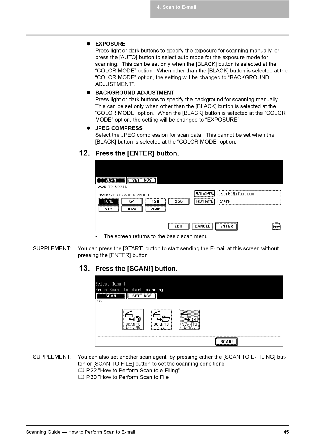 Toshiba 451C, 281C, 351C manual Press the Enter button 