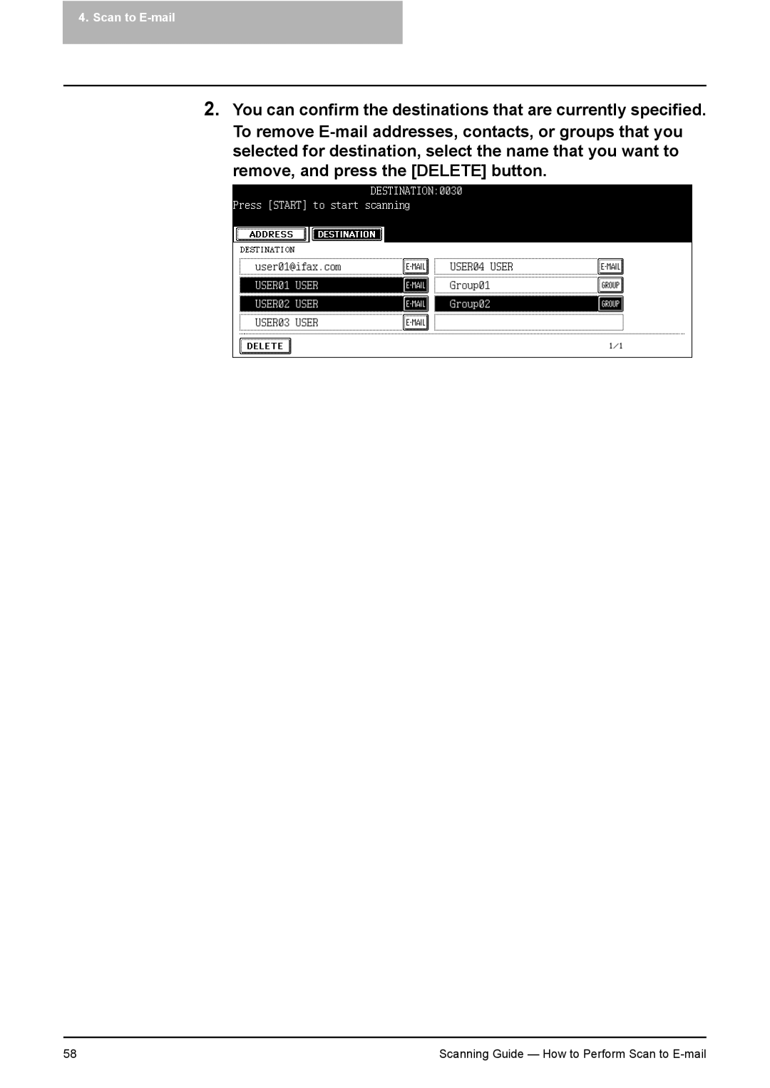 Toshiba 281C, 451C, 351C manual Scan to E-mail 