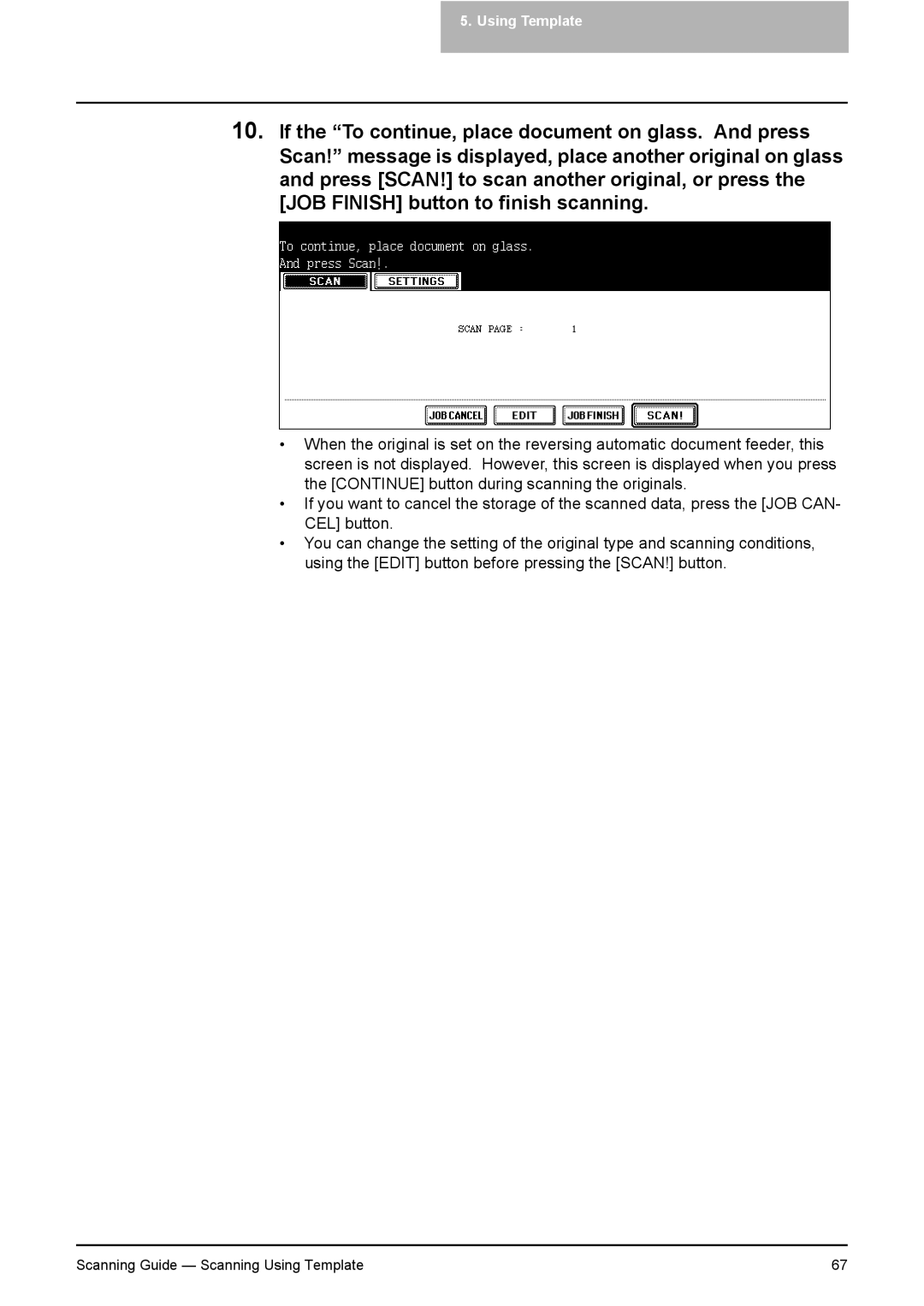 Toshiba 281C, 451C, 351C manual Using Template 