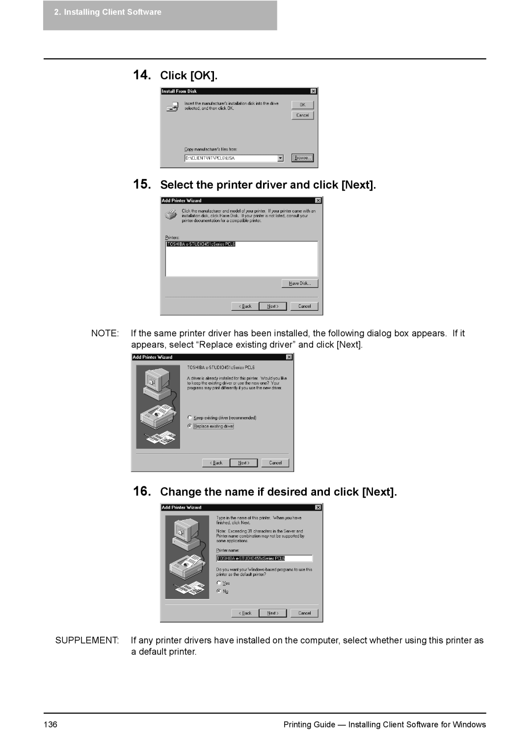 Toshiba 281C, 451C, 351C manual 136 