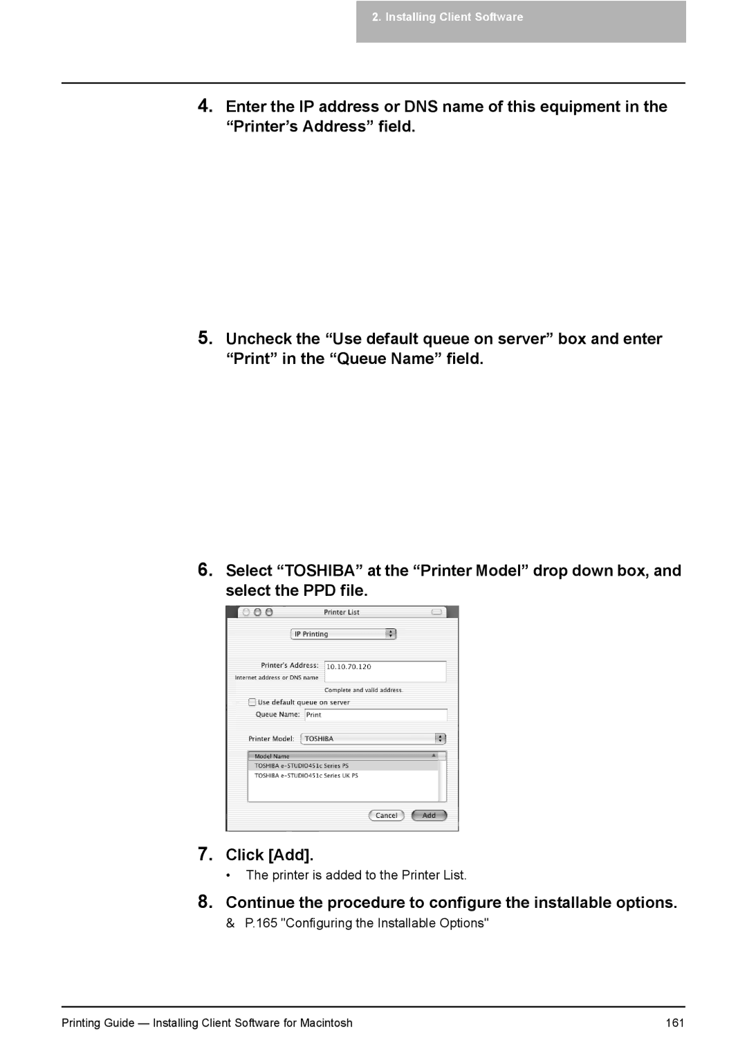 Toshiba 351C, 451C, 281C manual Continue the procedure to configure the installable options 