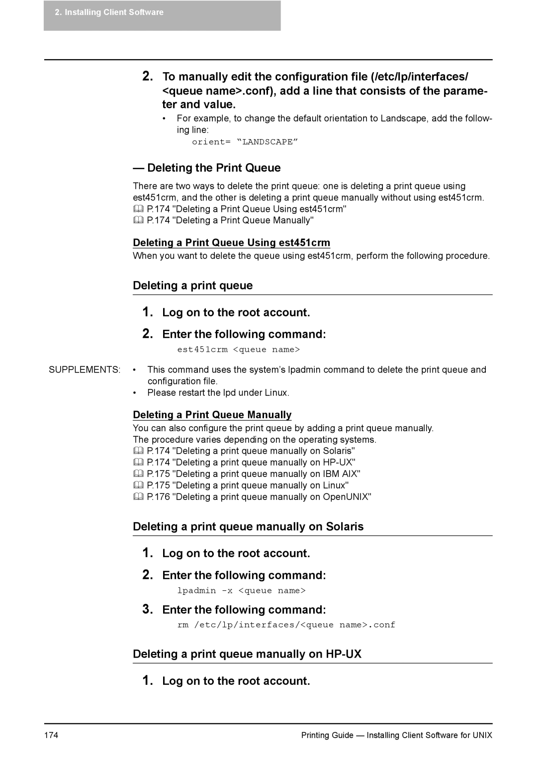 Toshiba 451C, 281C, 351C manual Deleting the Print Queue, Est451crm queue name 