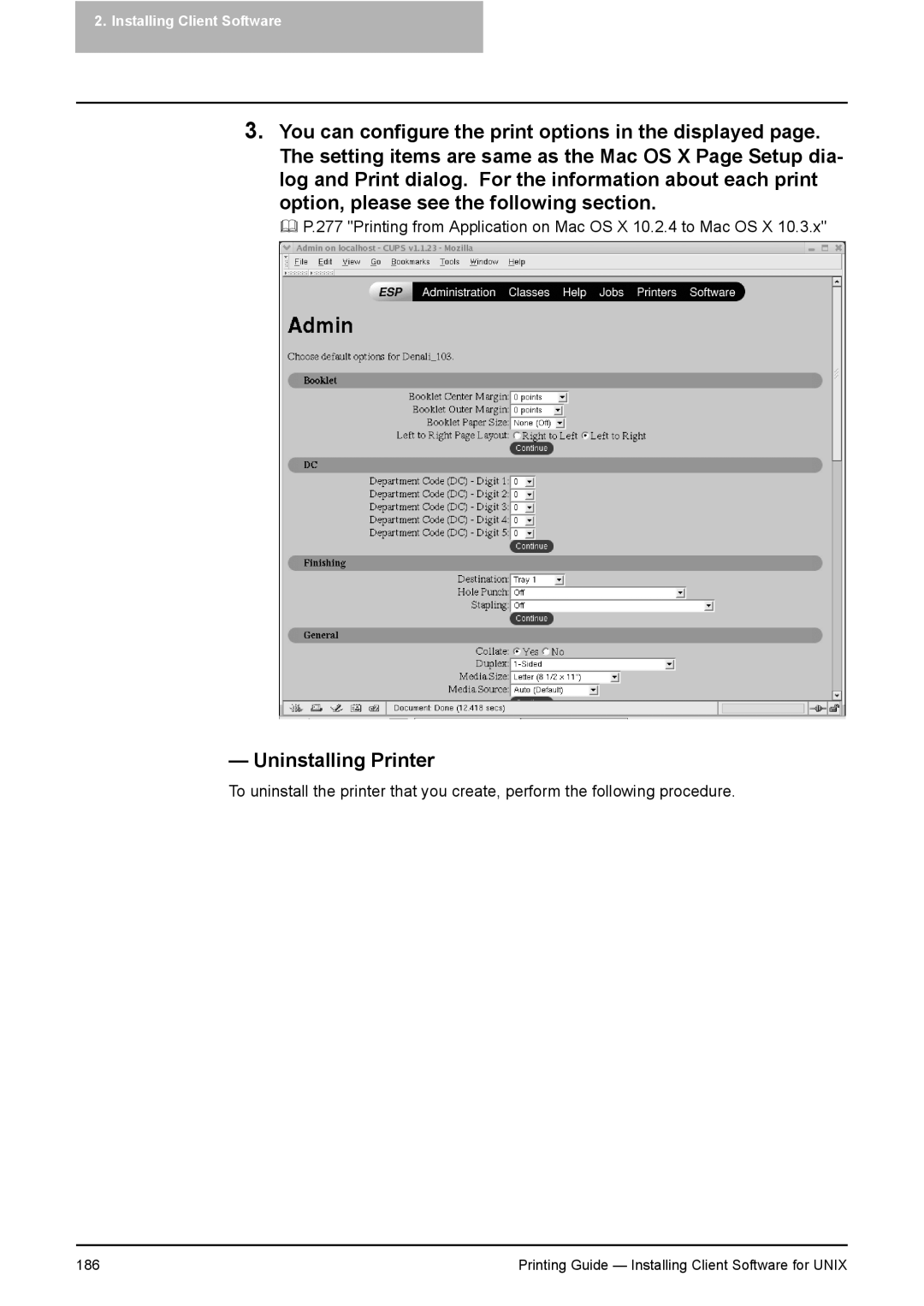 Toshiba 451C, 281C, 351C manual Option, please see the following section, Uninstalling Printer 