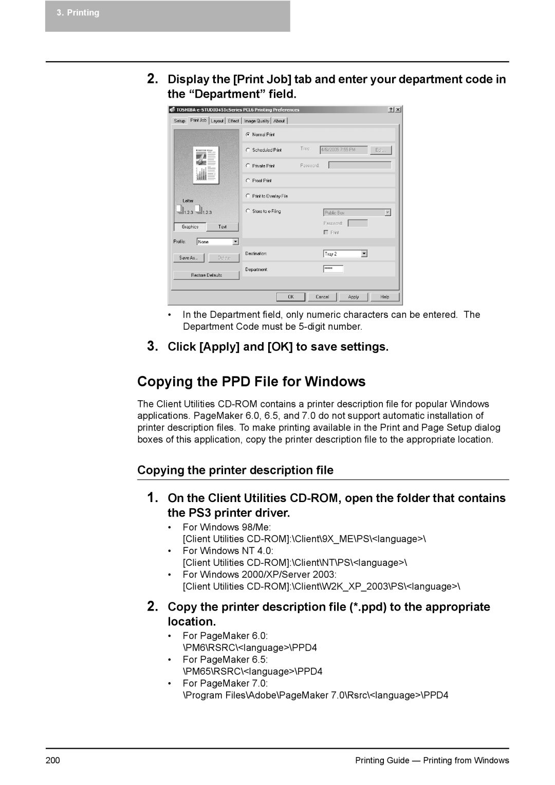 Toshiba 351C, 451C, 281C manual Copying the PPD File for Windows 