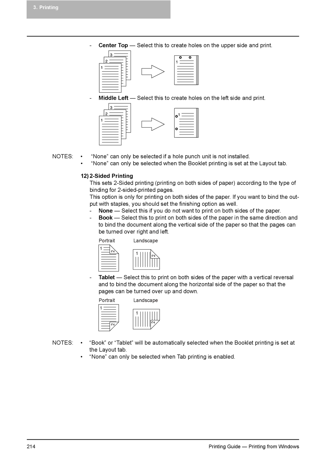 Toshiba 281C, 451C, 351C manual Sided Printing 