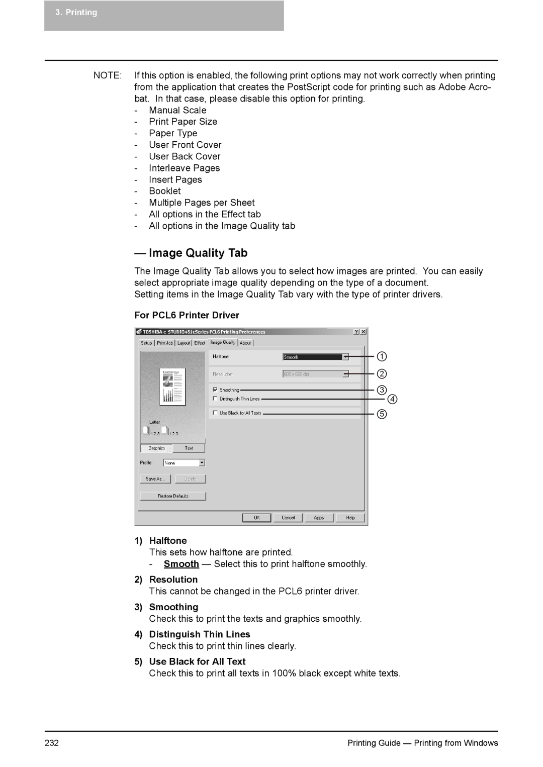 Toshiba 281C, 451C, 351C manual Image Quality Tab 