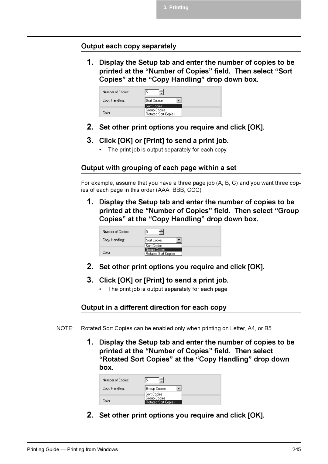 Toshiba 351C, 451C, 281C manual Output with grouping of each page within a set 