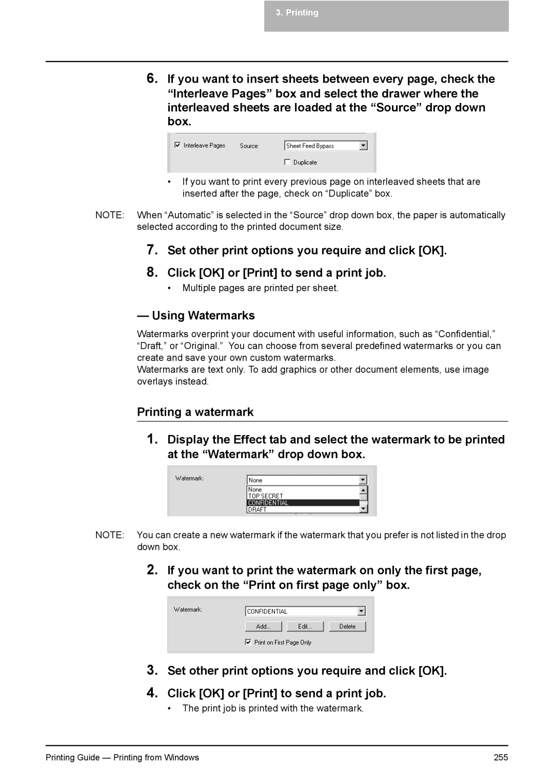 Toshiba 451C, 281C, 351C manual Using Watermarks 