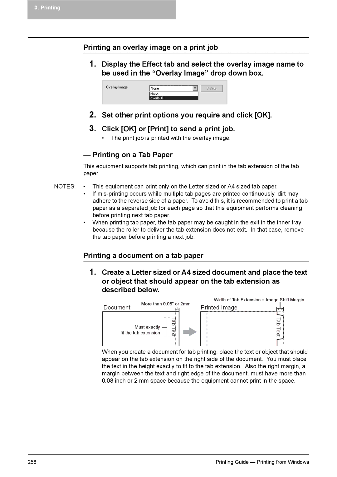 Toshiba 451C, 281C, 351C manual Printing on a Tab Paper 