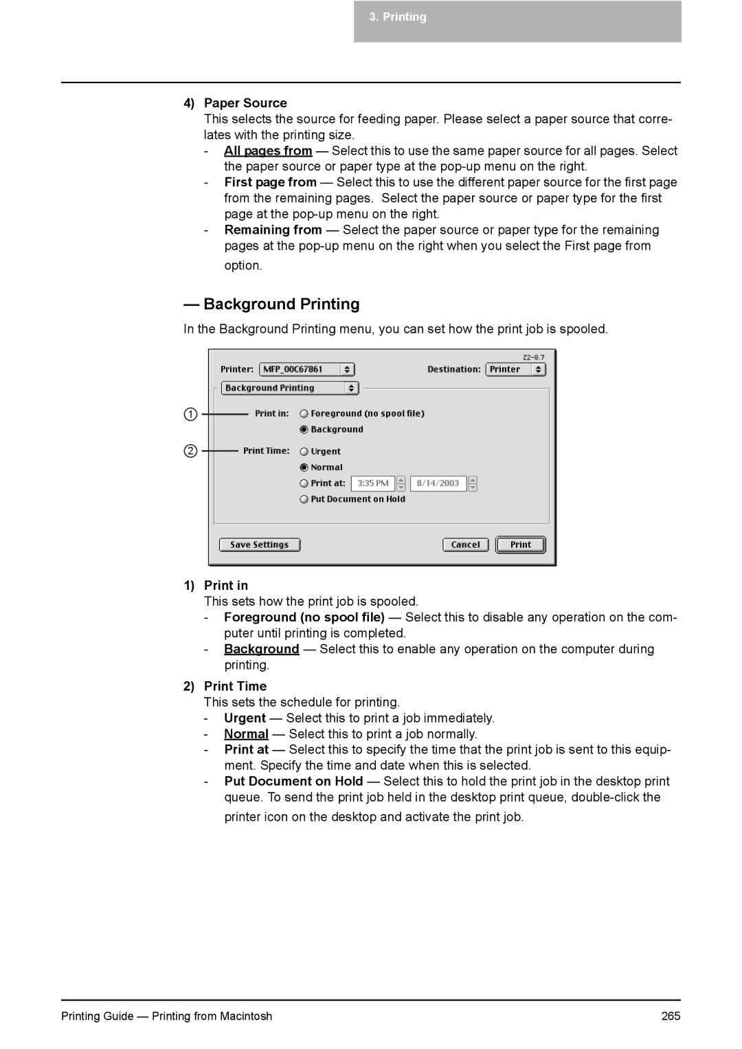 Toshiba 281C, 451C, 351C manual Background Printing, Print Time 