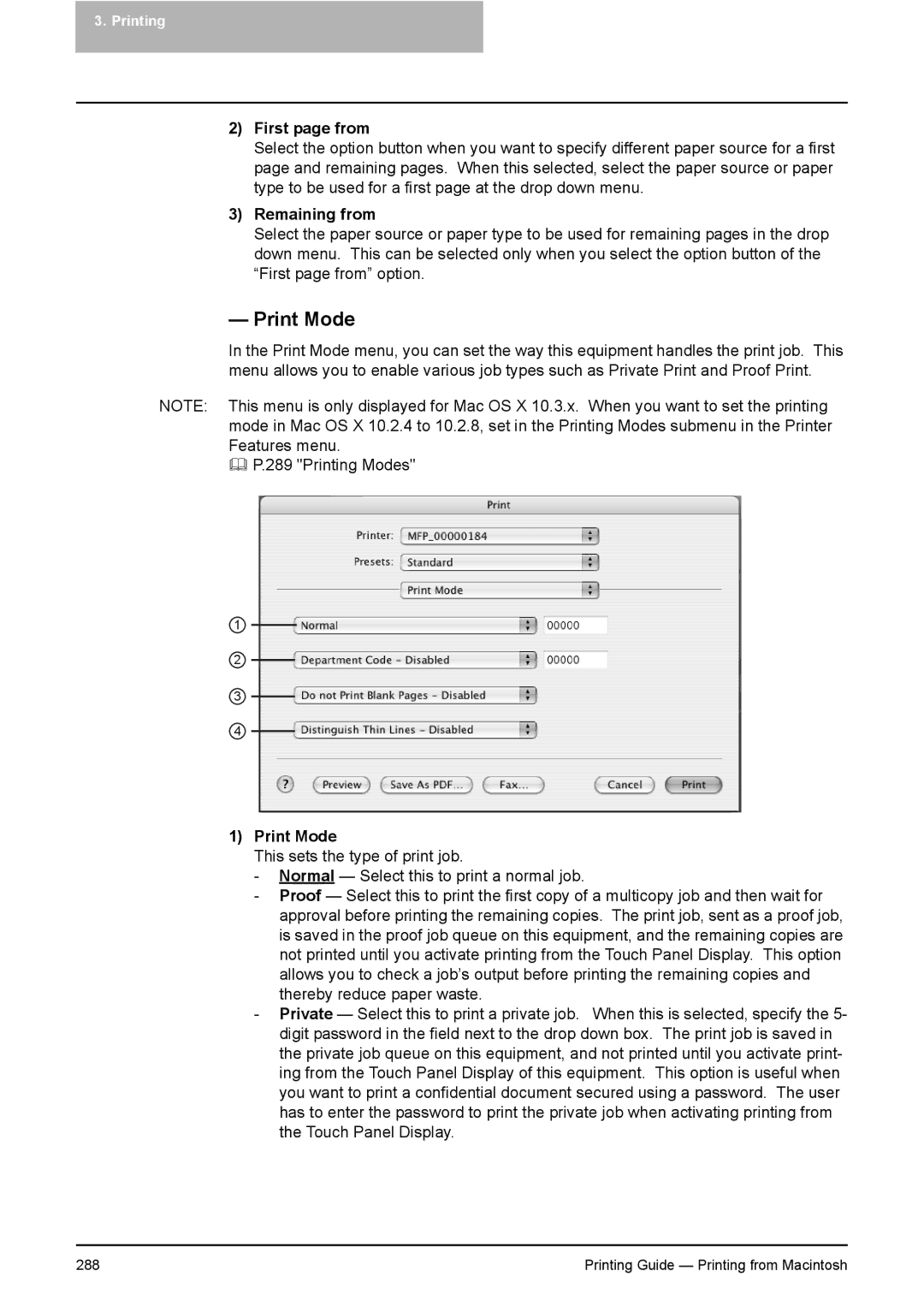 Toshiba 451C, 281C, 351C manual Print Mode, First page from, Remaining from 