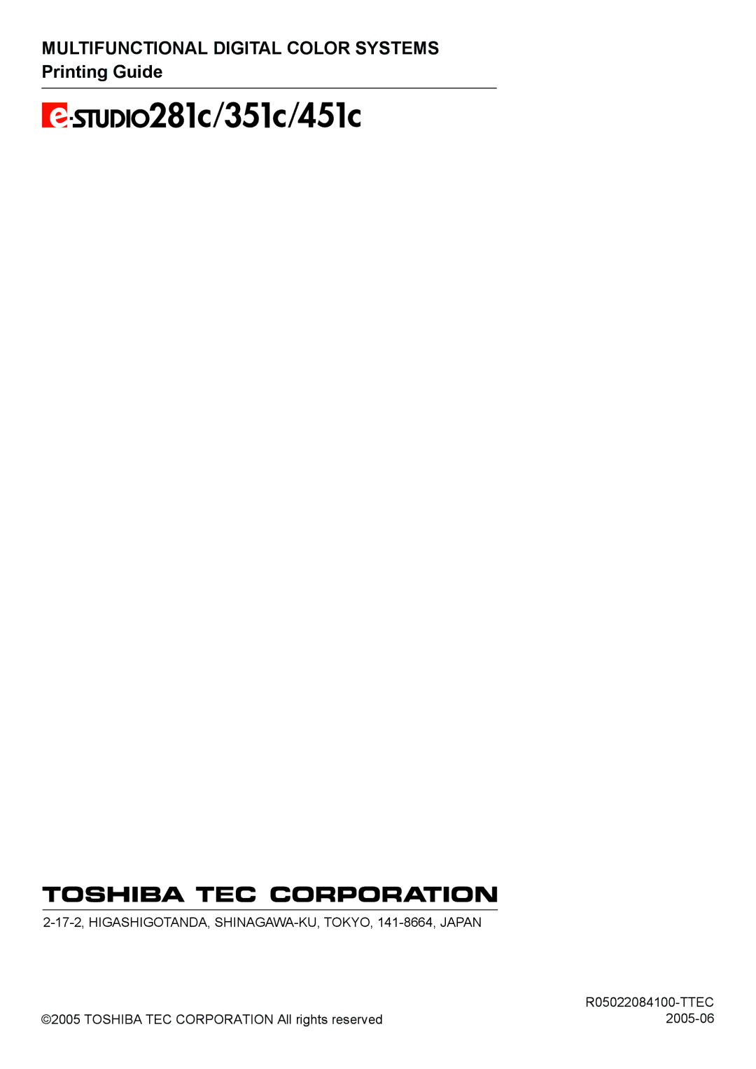 Toshiba 451C, 281C, 351C manual Multifunctional Digital Color Systems 