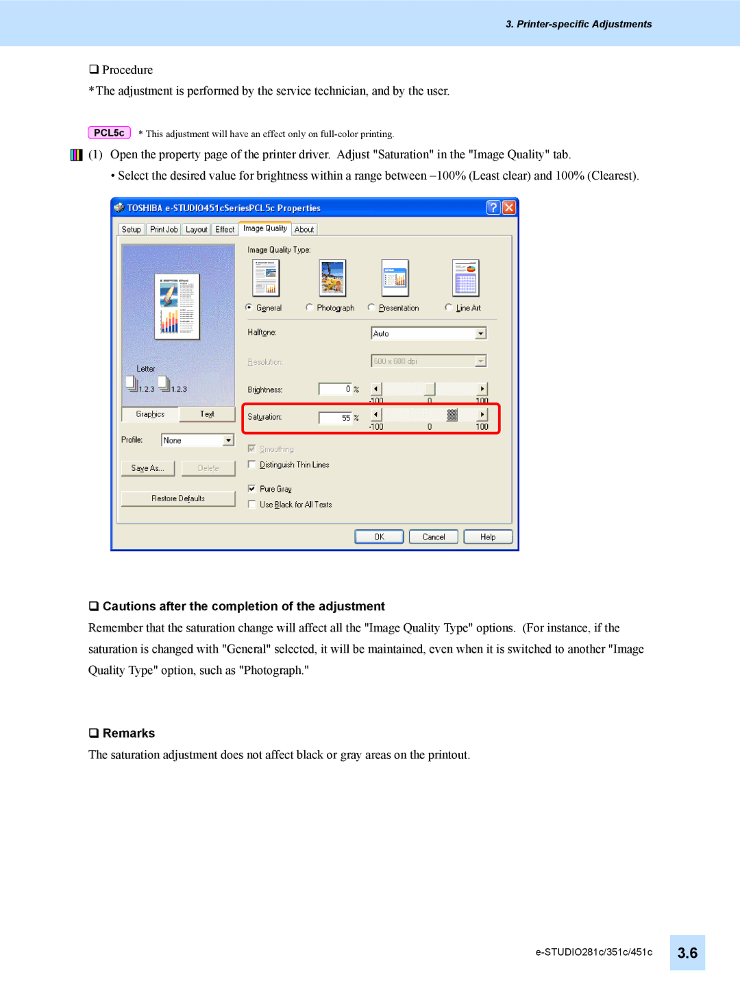 Toshiba 451C, 351C, e-STUDIO281c manual ‰ Cautions after the completion of the adjustment 