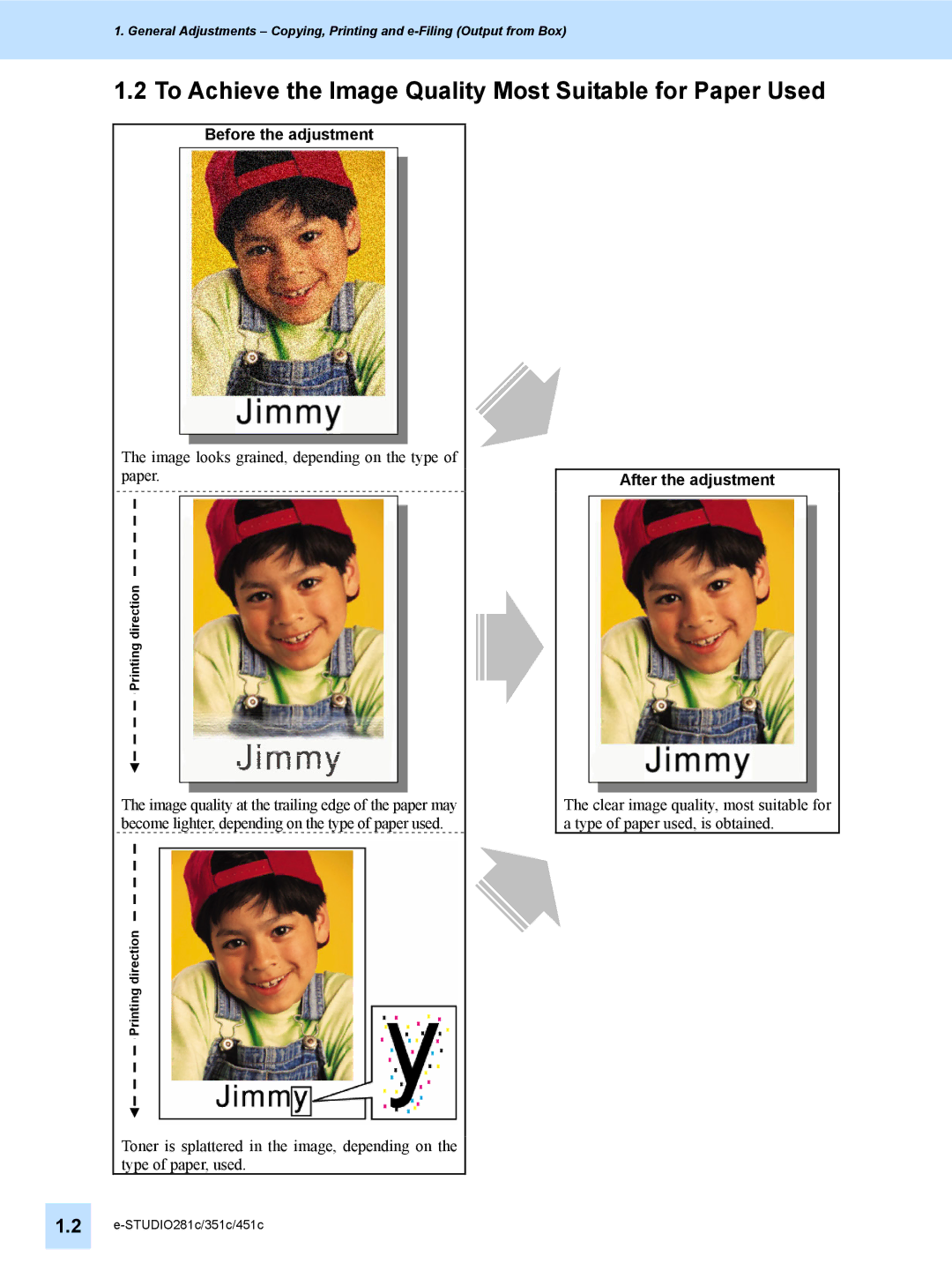 Toshiba 451C, 351C, e-STUDIO281c manual To Achieve the Image Quality Most Suitable for Paper Used, Before the adjustment 