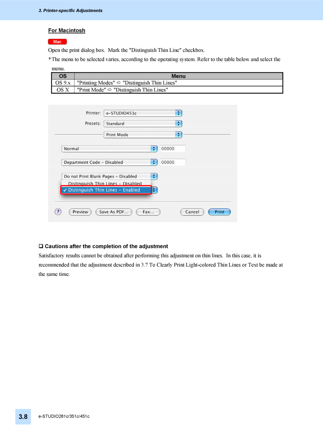 Toshiba 451C, 351C, e-STUDIO281c manual Printing Modes Ö Distinguish Thin Lines 