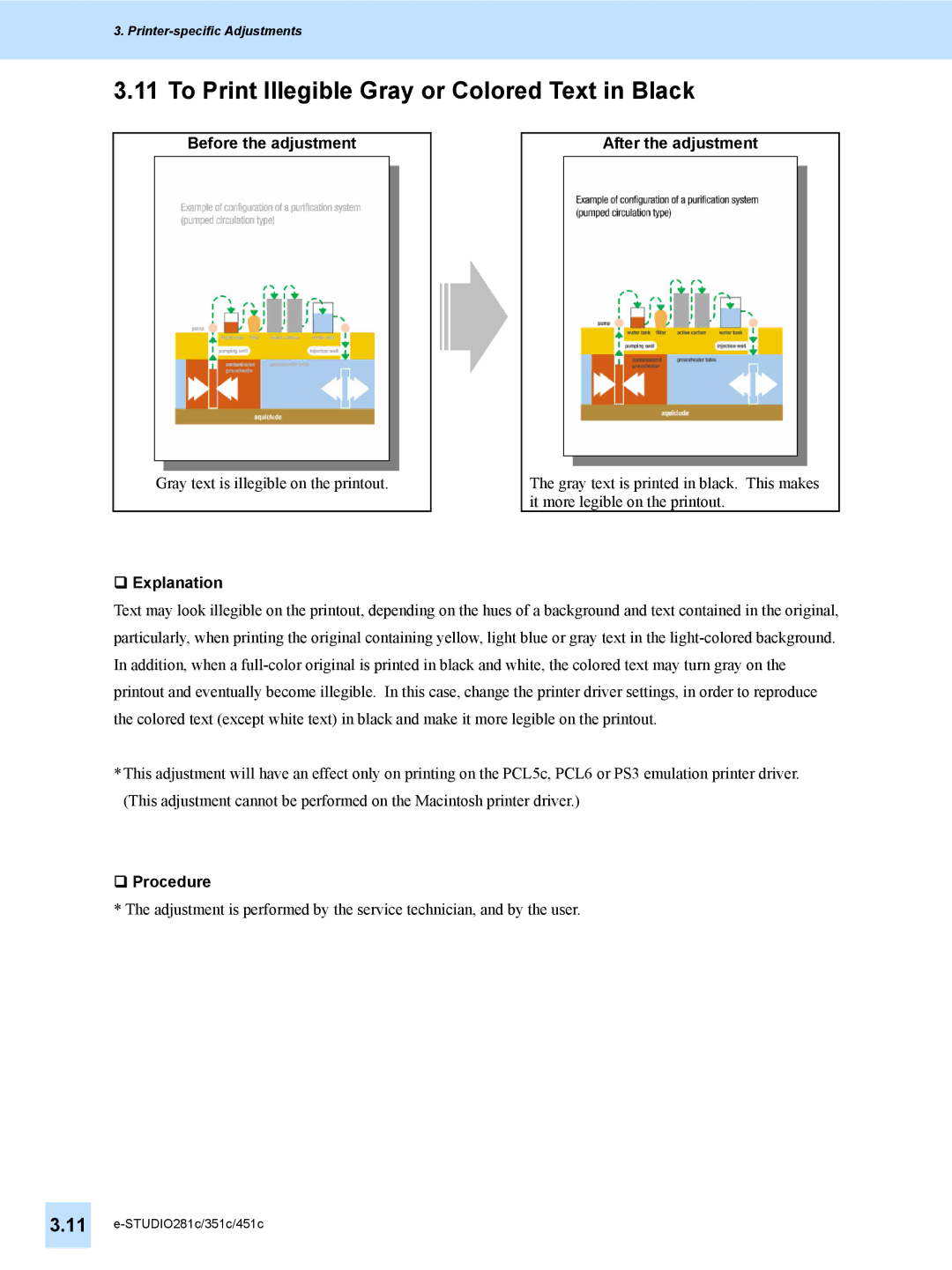 Toshiba 451C, 351C, e-STUDIO281c manual To Print Illegible Gray or Colored Text in Black, ‰ Procedure 