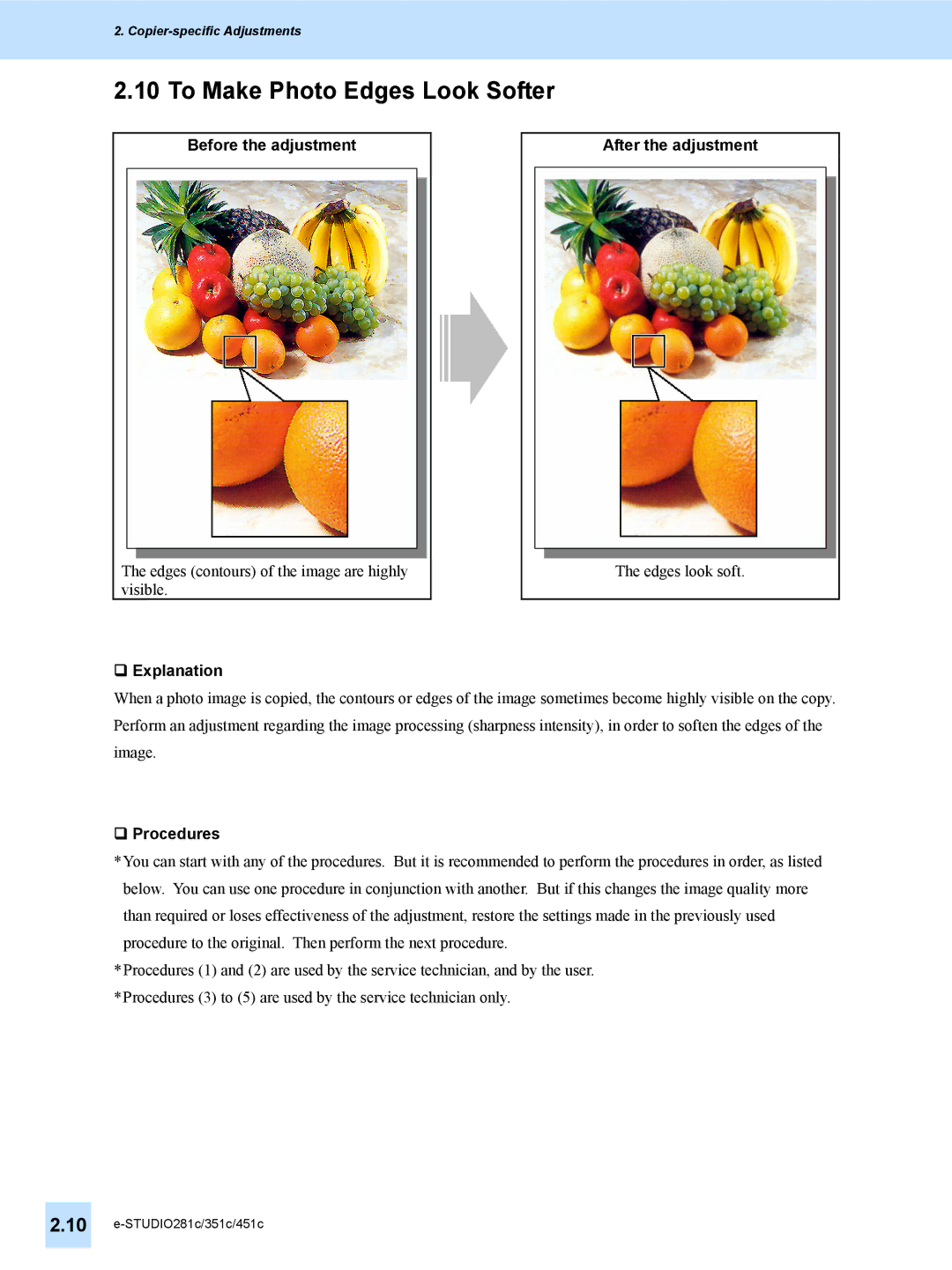 Toshiba 451C, 351C, e-STUDIO281c manual To Make Photo Edges Look Softer 