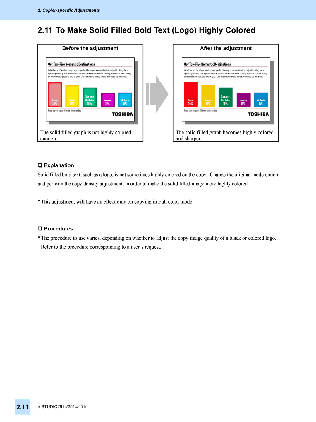 Toshiba 351C, 451C, e-STUDIO281c manual To Make Solid Filled Bold Text Logo Highly Colored, Before the adjustment 