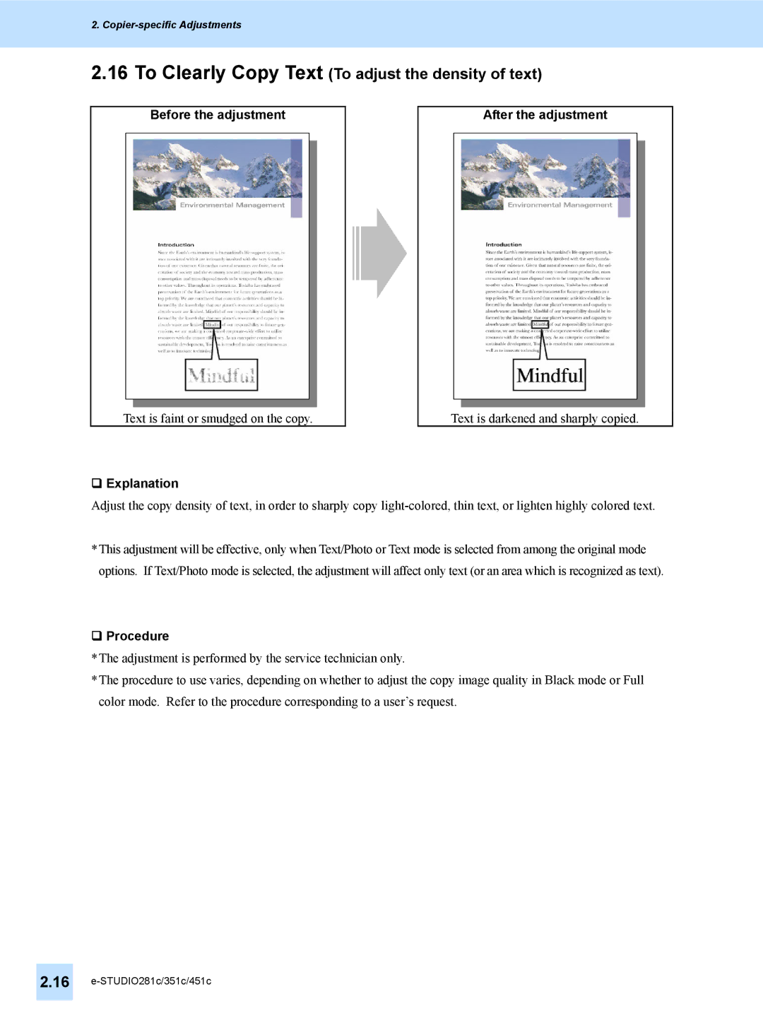 Toshiba 451C, 351C, e-STUDIO281c manual To Clearly Copy Text To adjust the density of text, ‰ Procedure 