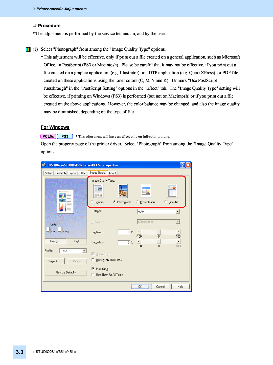 Toshiba 351C, 451C manual ‰ Procedure, For Windows, e-STUDIO281c/351c/451c 