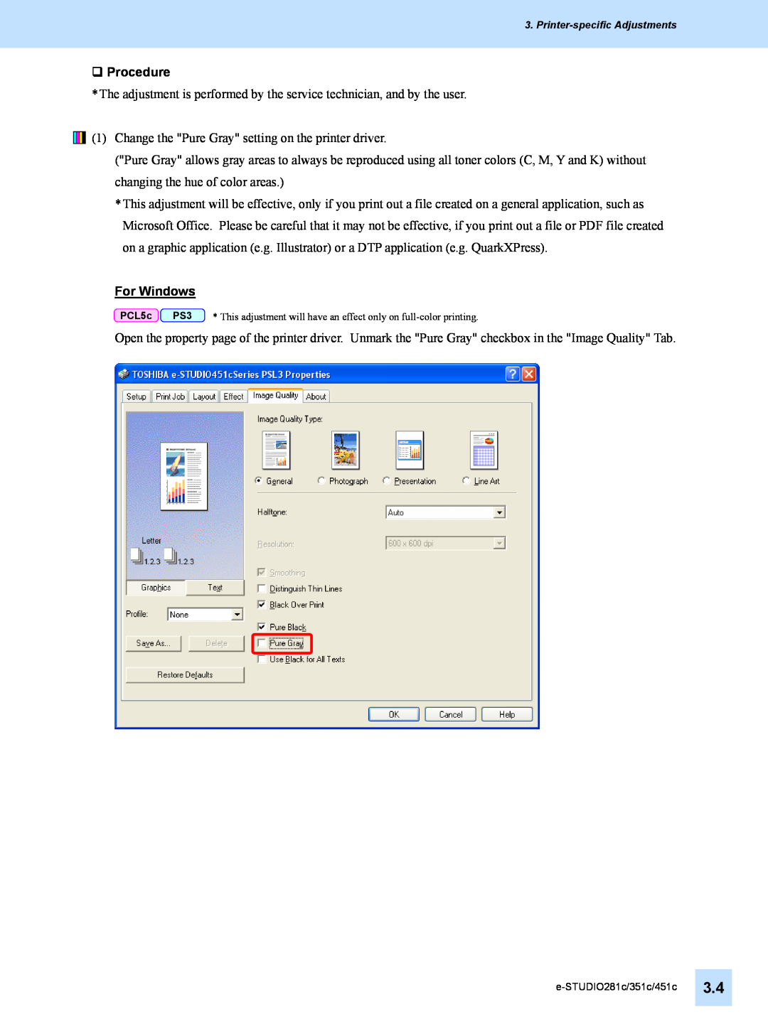Toshiba 351C, 451C, e-STUDIO281c manual ‰ Procedure, For Windows 