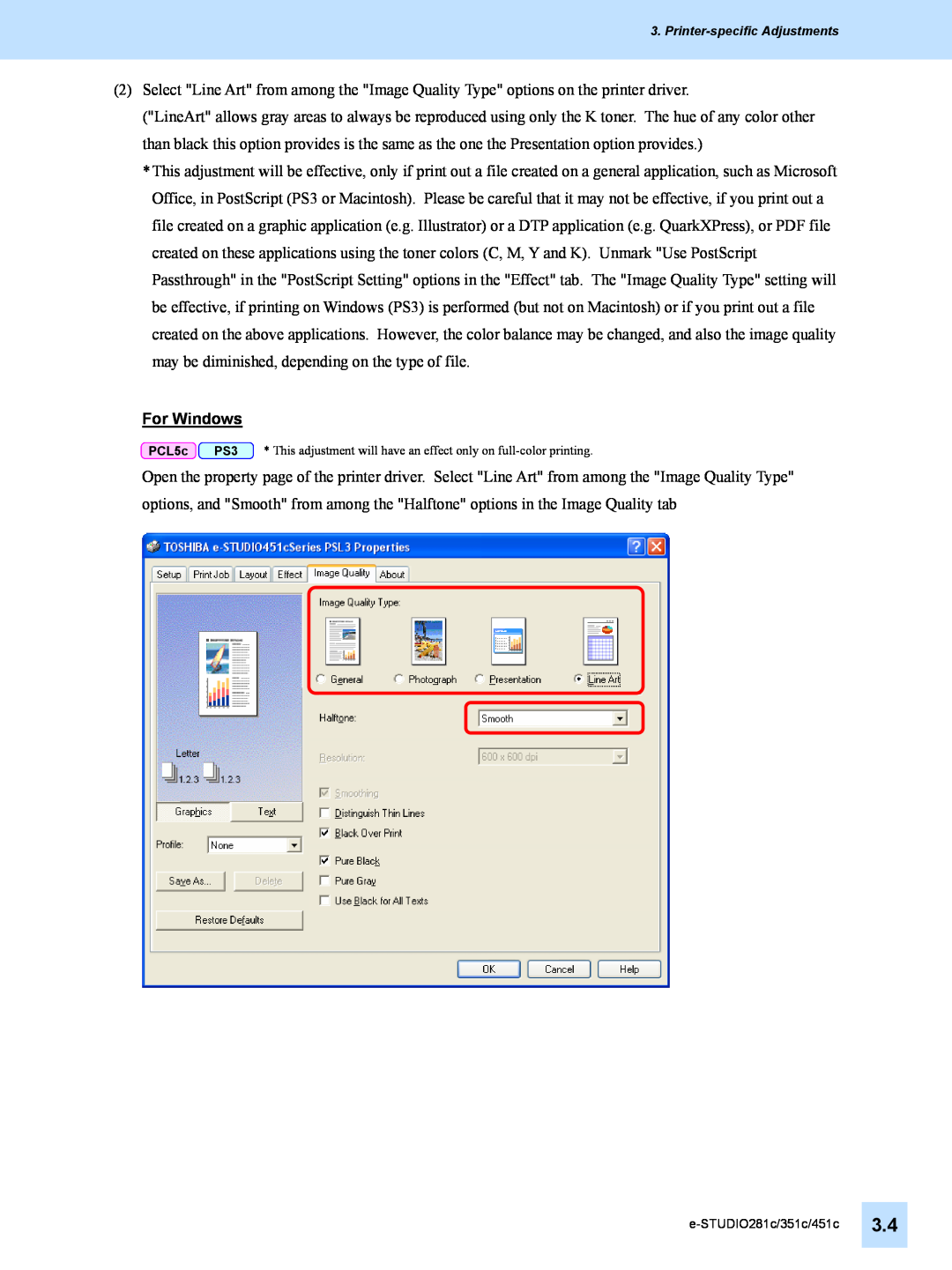 Toshiba 451C, 351C, e-STUDIO281c manual For Windows, PCL5c 