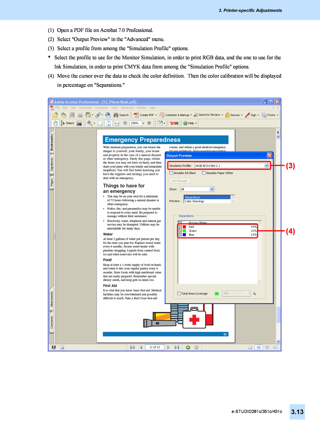 Toshiba 351C, 451C, e-STUDIO281c manual Open a PDF file on Acrobat 7.0 Professional 