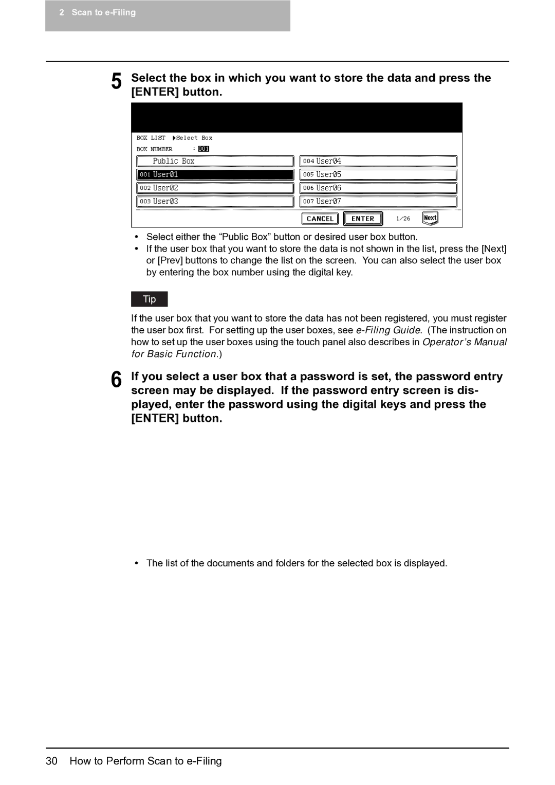 Toshiba 452, 282, 352 manual How to Perform Scan to e-Filing 