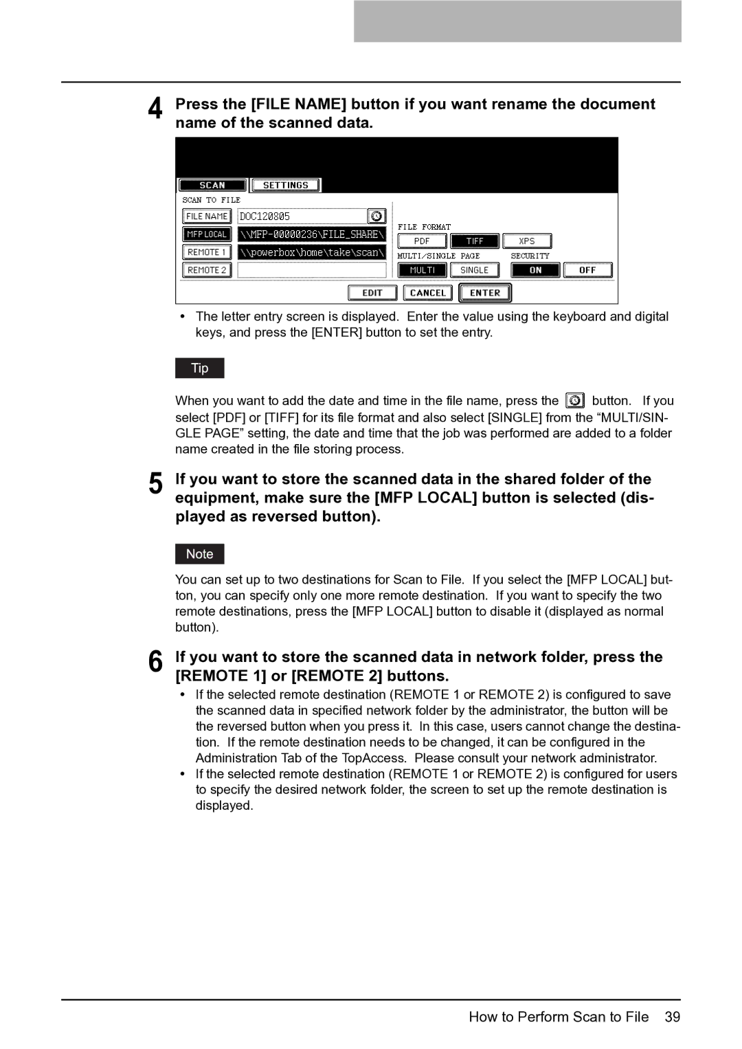 Toshiba 452, 282, 352 manual How to Perform Scan to File 