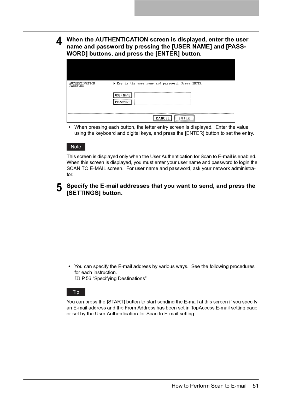 Toshiba 452, 282, 352 manual How to Perform Scan to E-mail 