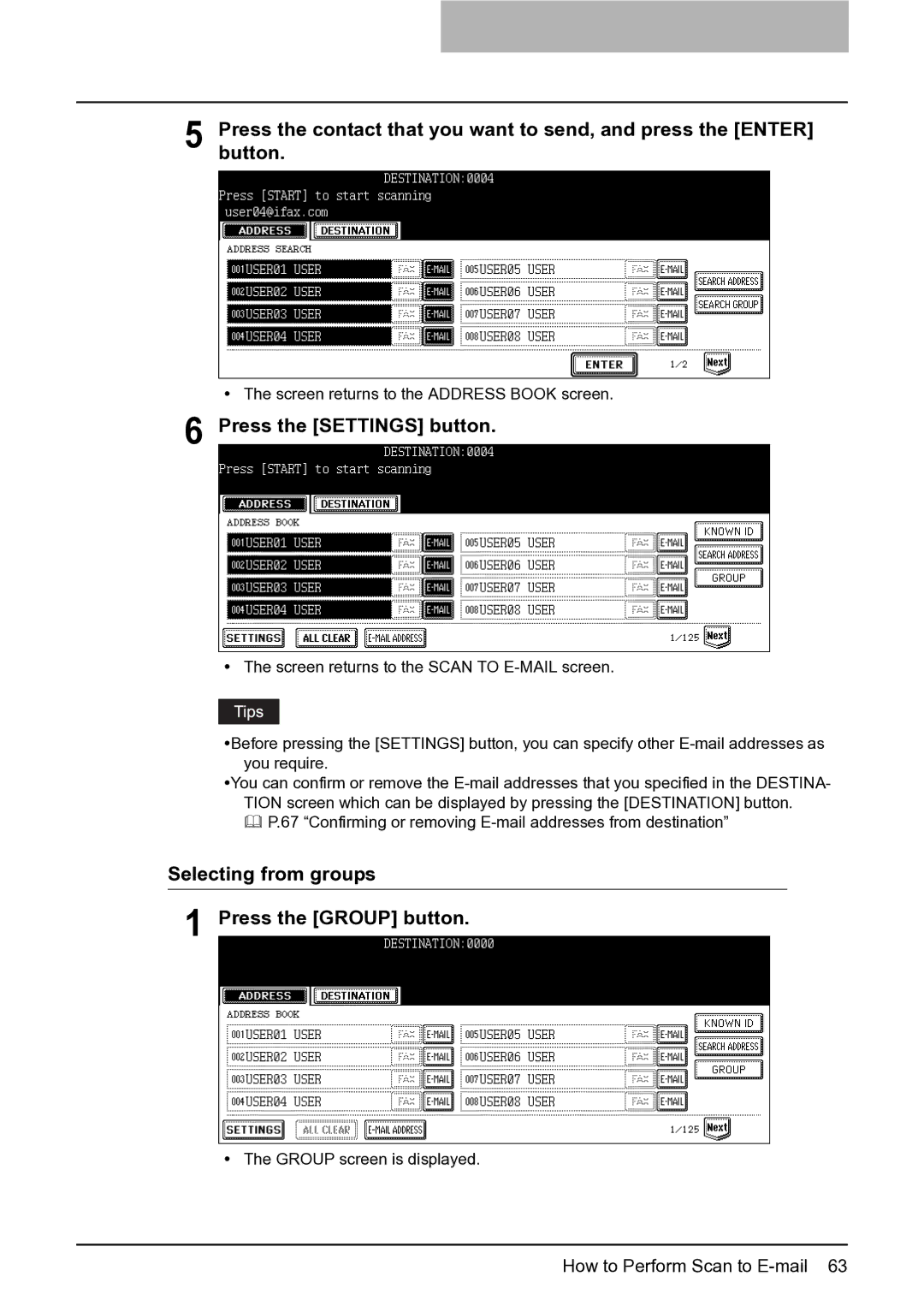 Toshiba 452, 282, 352 manual Selecting from groups Press the Group button 