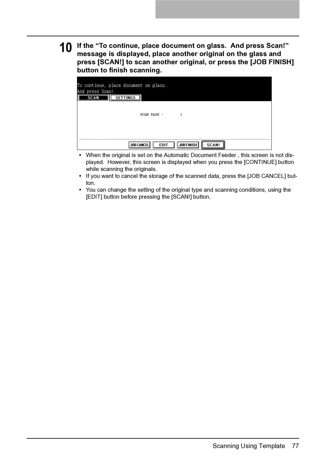 Toshiba 352, 452, 282 manual Scanning Using Template 