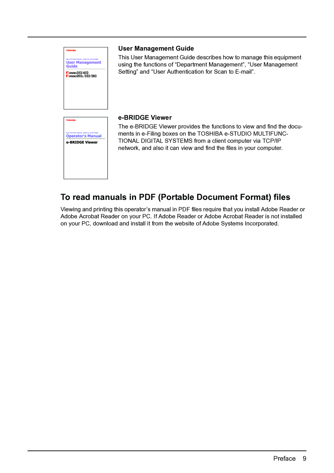 Toshiba 452, 282, 352 manual User Management Guide, Bridge Viewer 