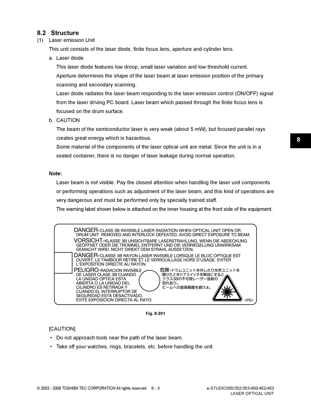 Toshiba 353, 452, 453, 350 service manual Structure 