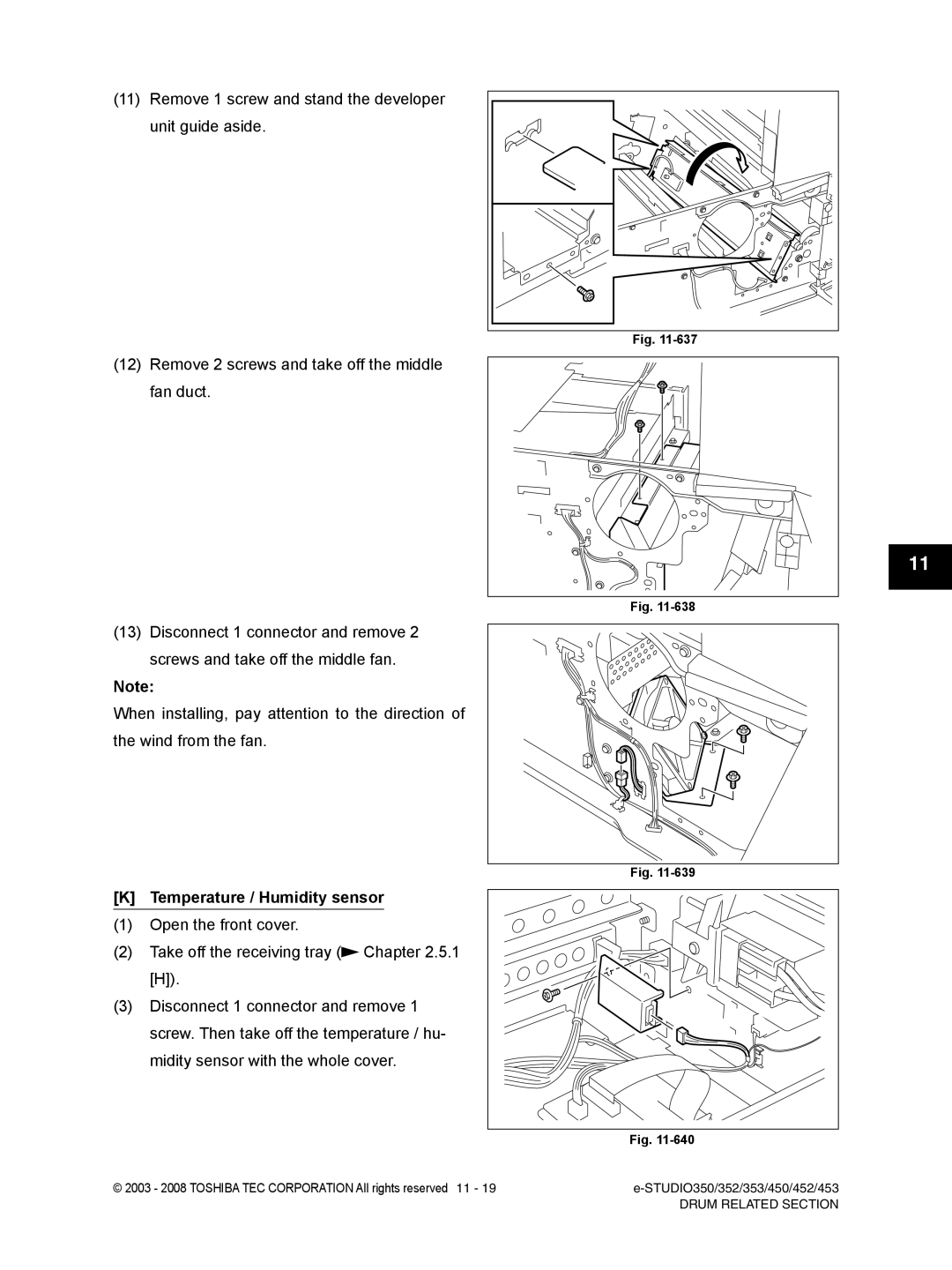 Toshiba 453, 452, 350, 353 service manual Temperature / Humidity sensor 