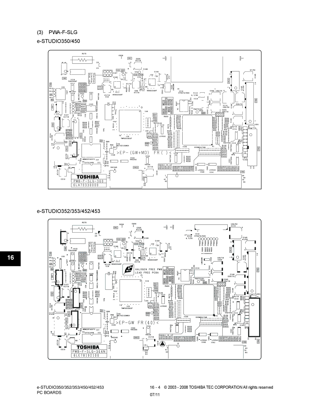 Toshiba service manual PWA-F-SLG e-STUDIO350/450 STUDIO352/353/452/453 