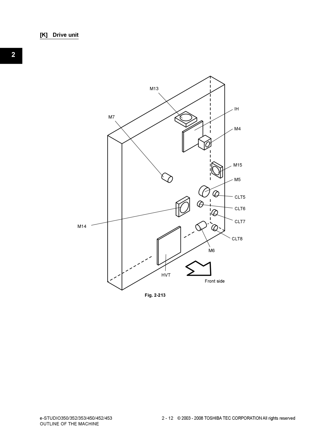 Toshiba 452, 453, 350, 353 service manual Drive unit, CLT5 CLT6 CLT7 CLT8 HVT 