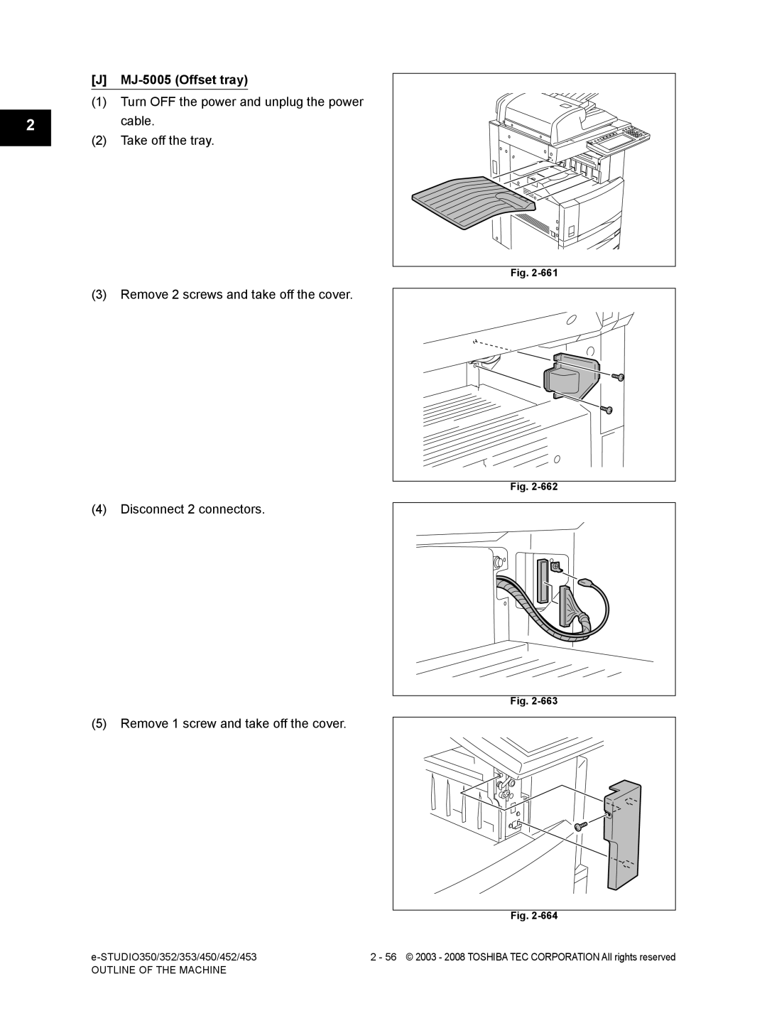 Toshiba 452, 453, 350, 353 service manual MJ-5005 Offset tray 