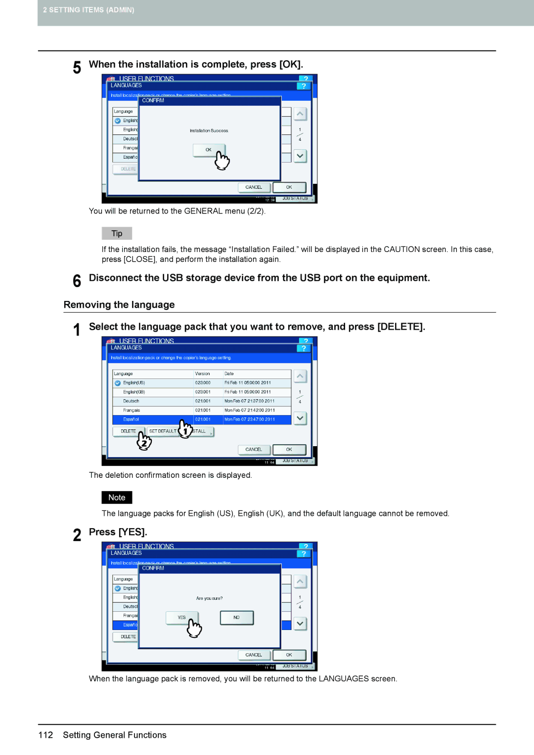 Toshiba 4540C manual When the installation is complete, press OK 